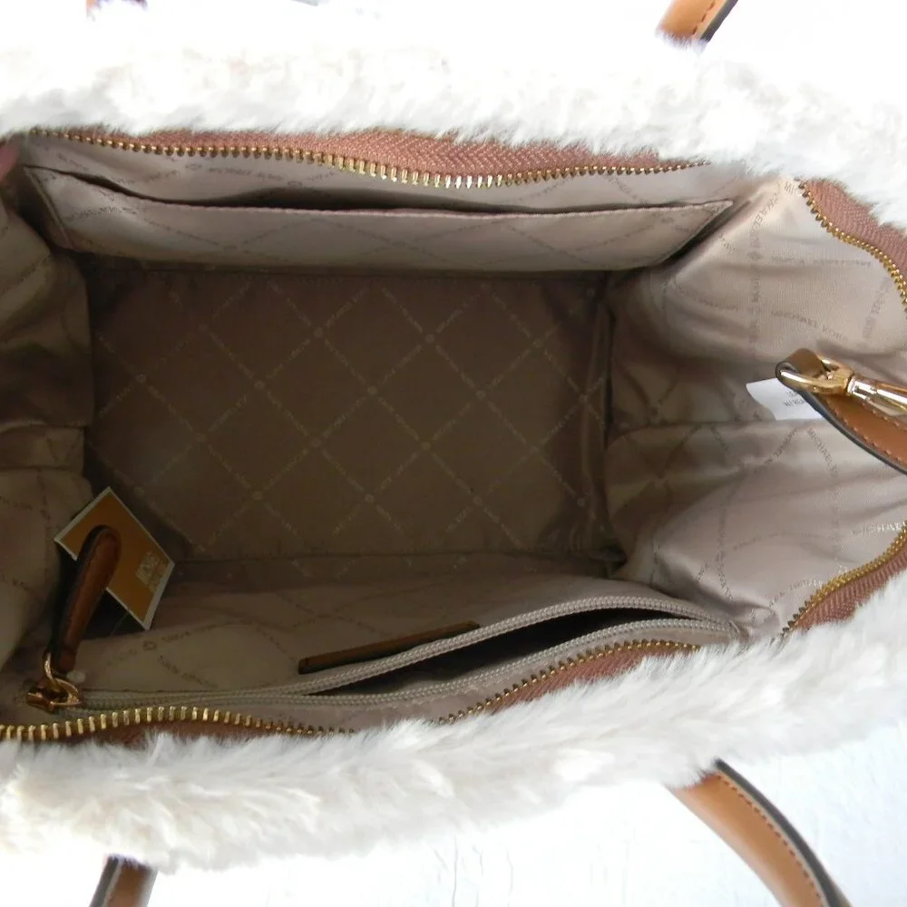 NWT MICHAEL KORS AVRIL LARGE LUGGAGE/SHERPA LEATHER SATCHEL CROSSBODY BAG - Picture 8 of 9